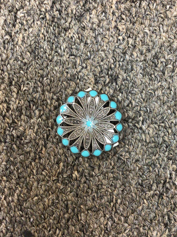 Concho Antq Slvr Filigree W/ Tq